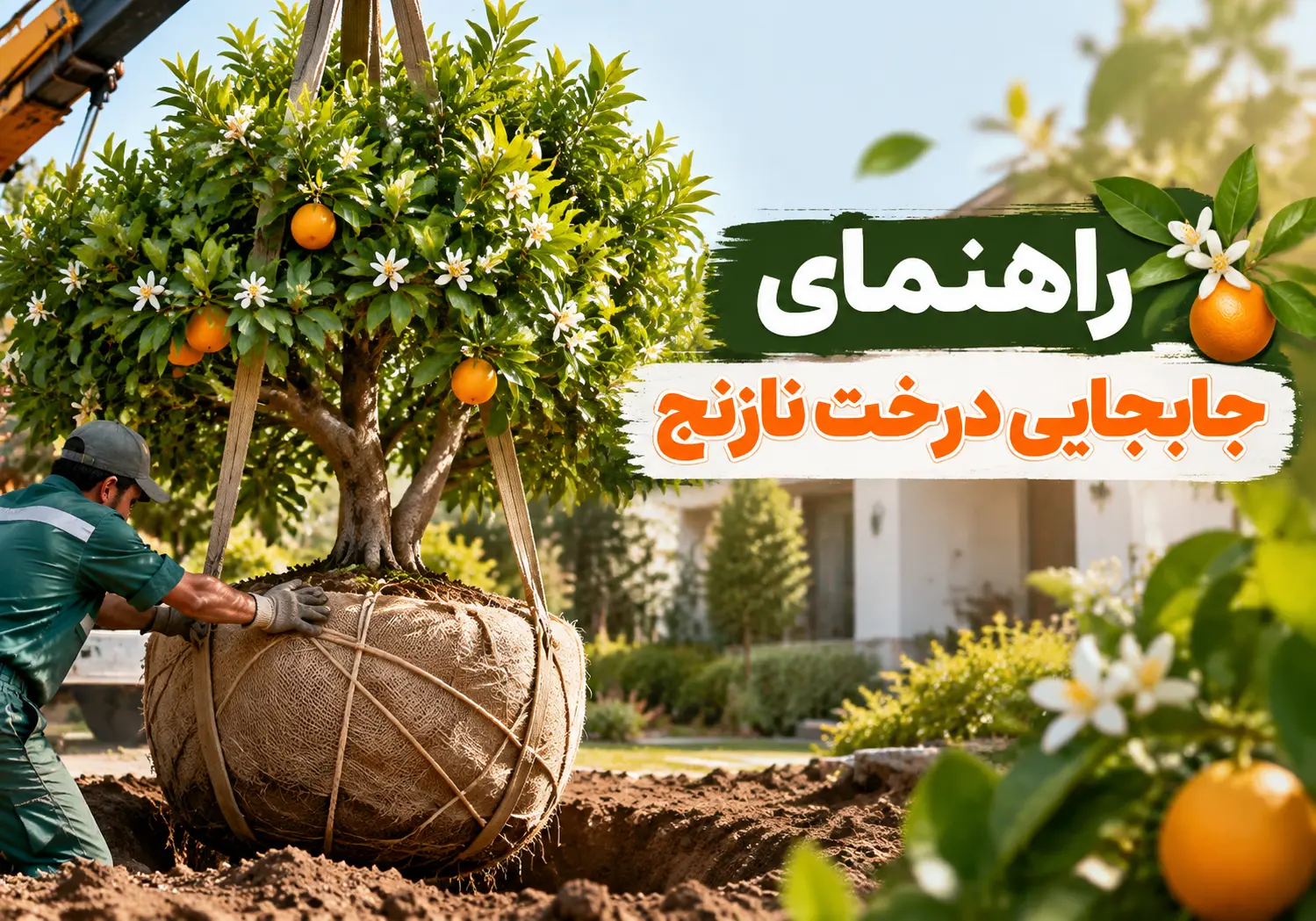 بهترین زمان جابجایی درخت نارنج{مراحل انتقال اصولی درختان بزرگ}